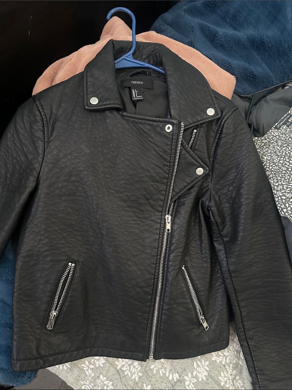 Forever 21 Black Faux Leather Asymmetrical Moto Jacket